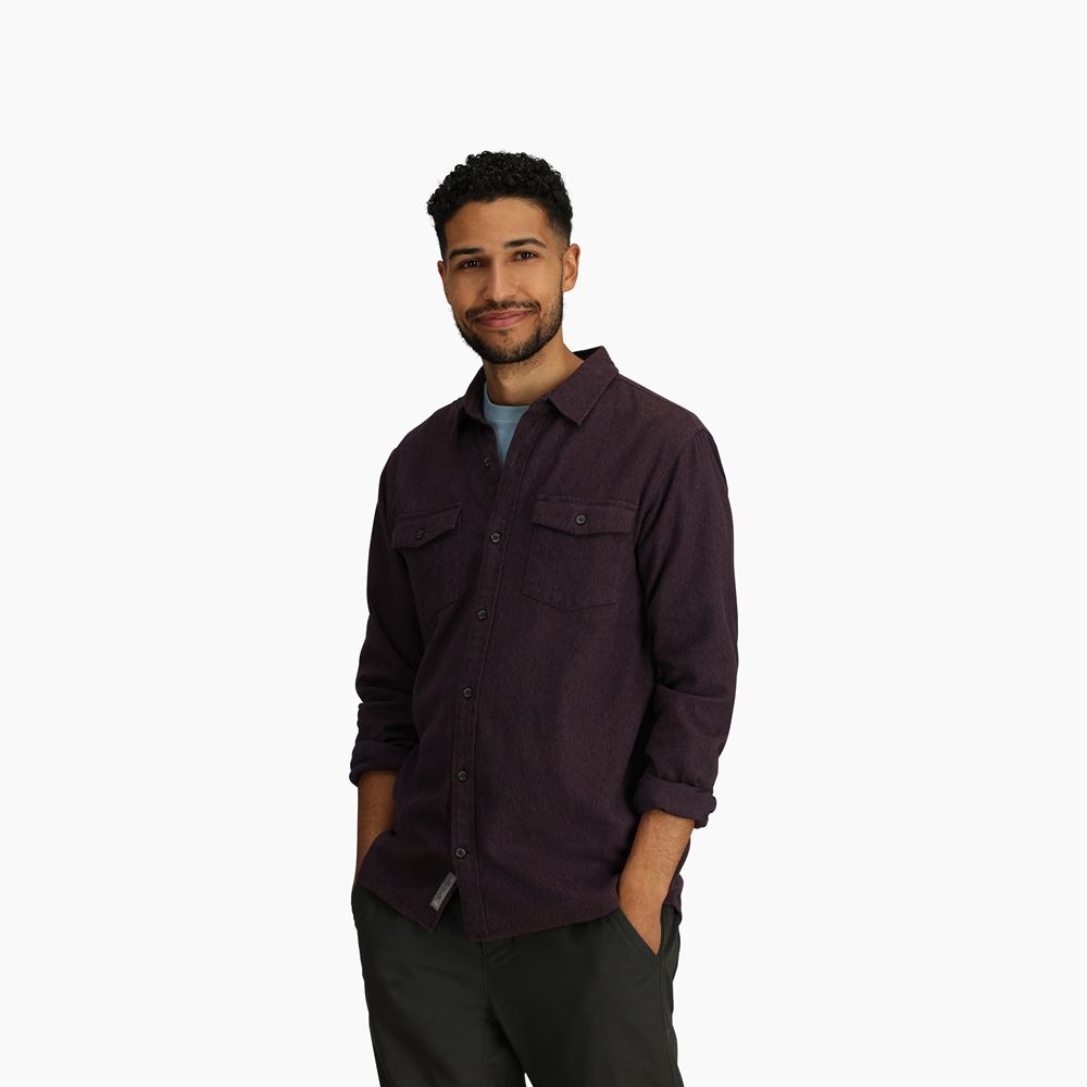 Royal Robbins Bristol Organic Cotton Twill L/S Black Currant Y722025-525 shirts en tops online bestellen bij Kathmandu Outdoor & Travel