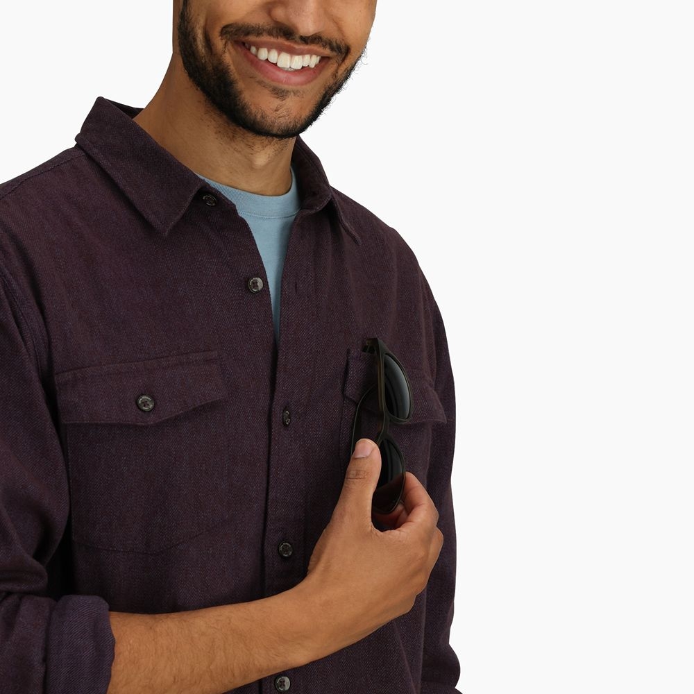 Royal Robbins Bristol Organic Cotton Twill L/S Black Currant Y722025-525 shirts en tops online bestellen bij Kathmandu Outdoor & Travel