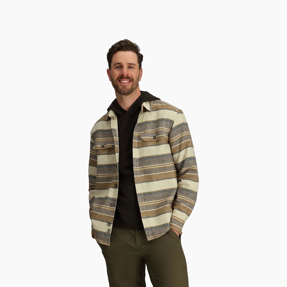 Royal Robbins Clouds Rest Hemp L/S Bistre Pacific Crest Stripe Y12600123-224 shirts en tops online bestellen bij Kathmandu Outdoor & Travel