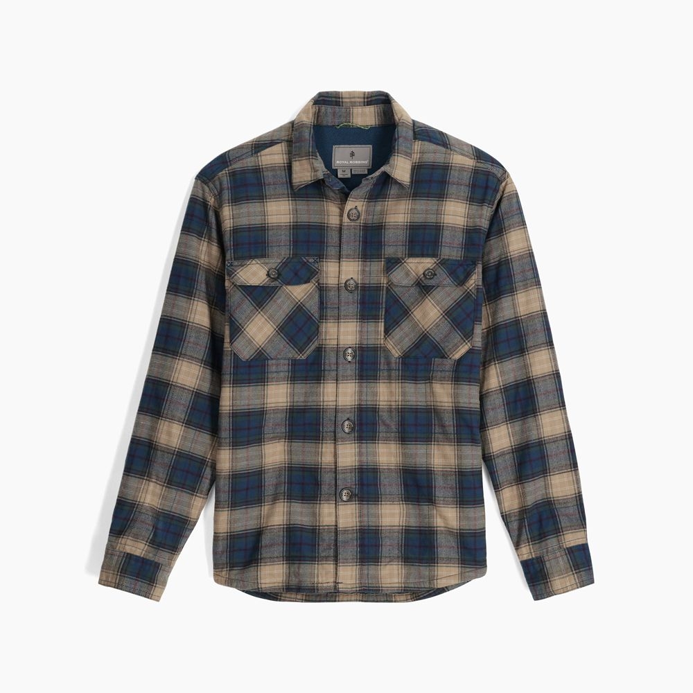 Royal Robbins Snowcap Lined Flannel L/S Covert Green Cataract Falls Pl Y722032-380 shirts en tops online bestellen bij Kathmandu Outdoor & Travel