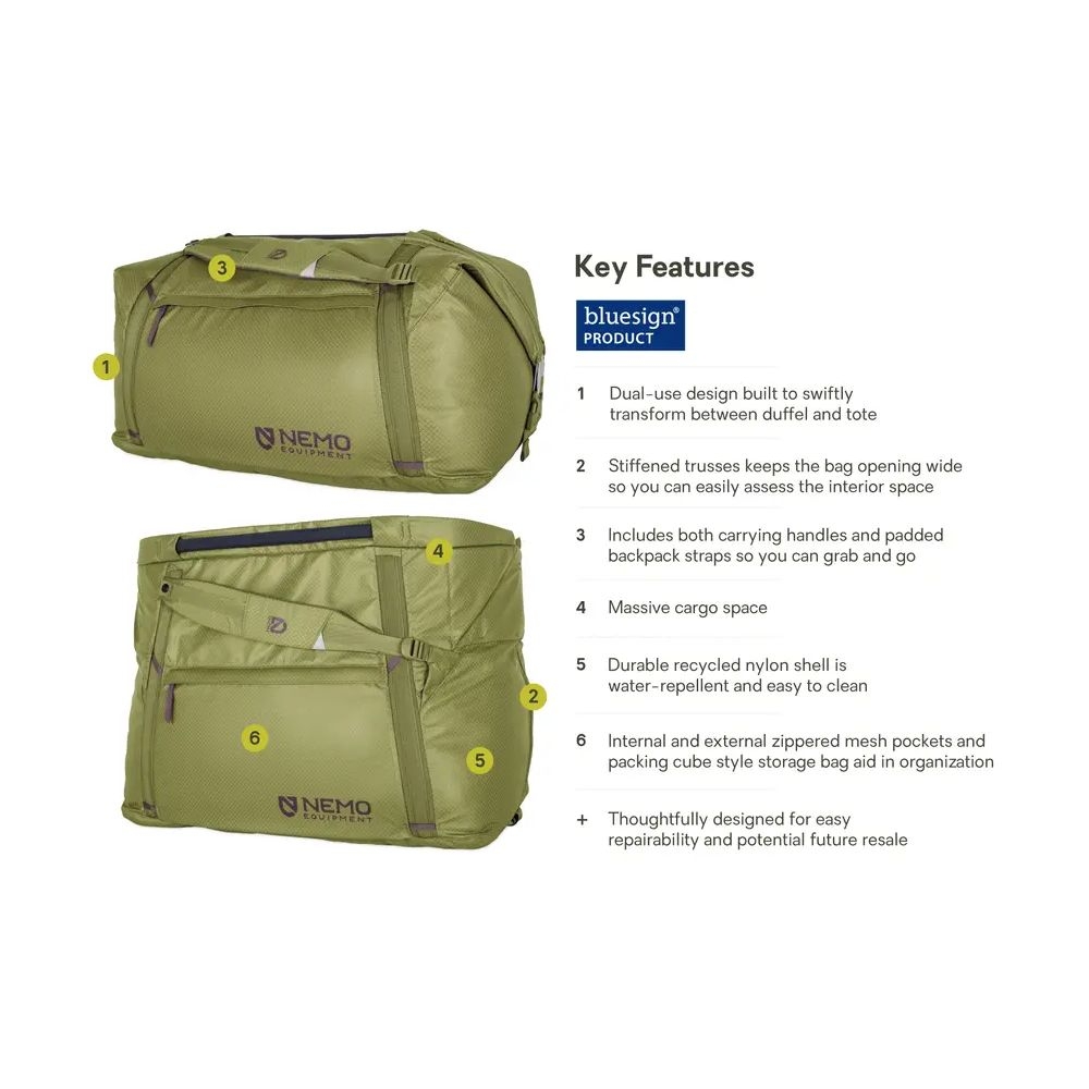 Nemo Double Haul Convertible Duffel 100L Nova 811666033635-Nova duffels online bestellen bij Kathmandu Outdoor & Travel