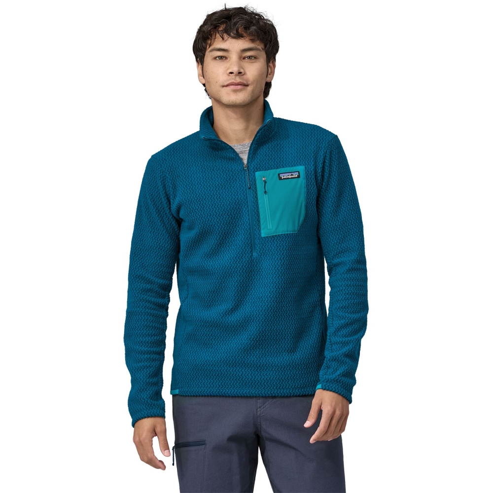 Patagonia R1 Air Zip Neck Lagom Blue 40245-LMBE fleeces en truien online bestellen bij Kathmandu Outdoor & Travel