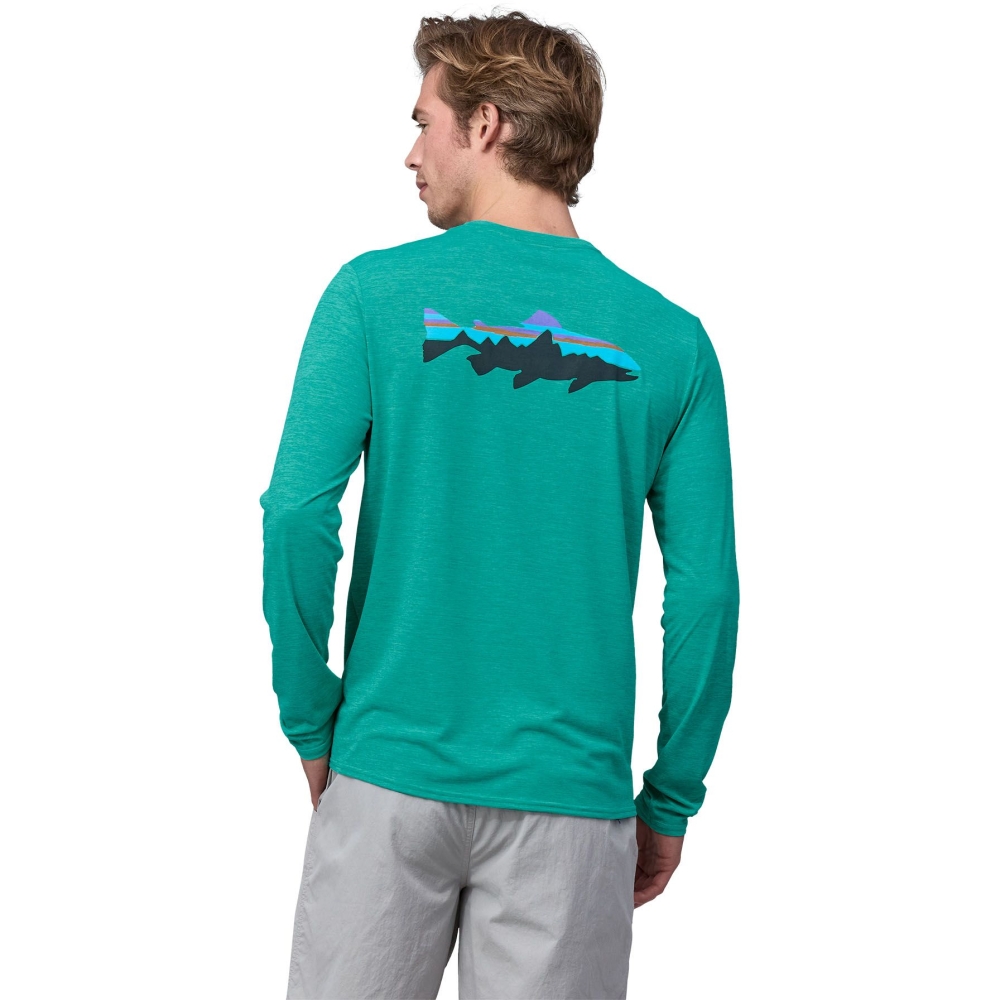 Patagonia L/S Cap Cool Daily Graphic Shirt - Waters Fitz Roy Trout: Subtidal Blue  45170-FSLX shirts en tops online bestellen bij Kathmandu Outdoor & Travel