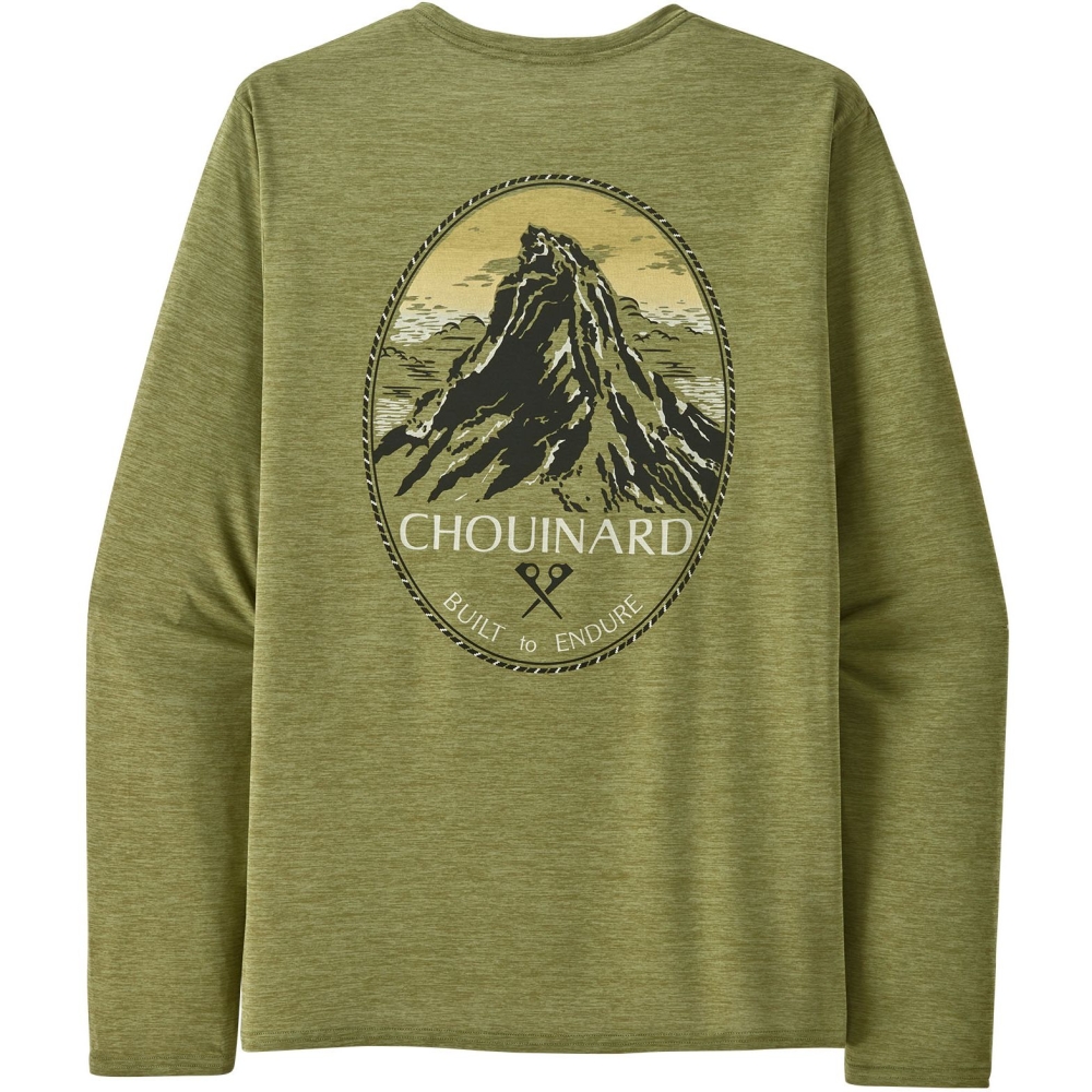 Patagonia L/S Cap Cool Daily Graphic Shirt - Lands Chouinard Crest: Buckhorn Gree 45160-CHBX shirts en tops online bestellen bij Kathmandu Outdoor & Travel