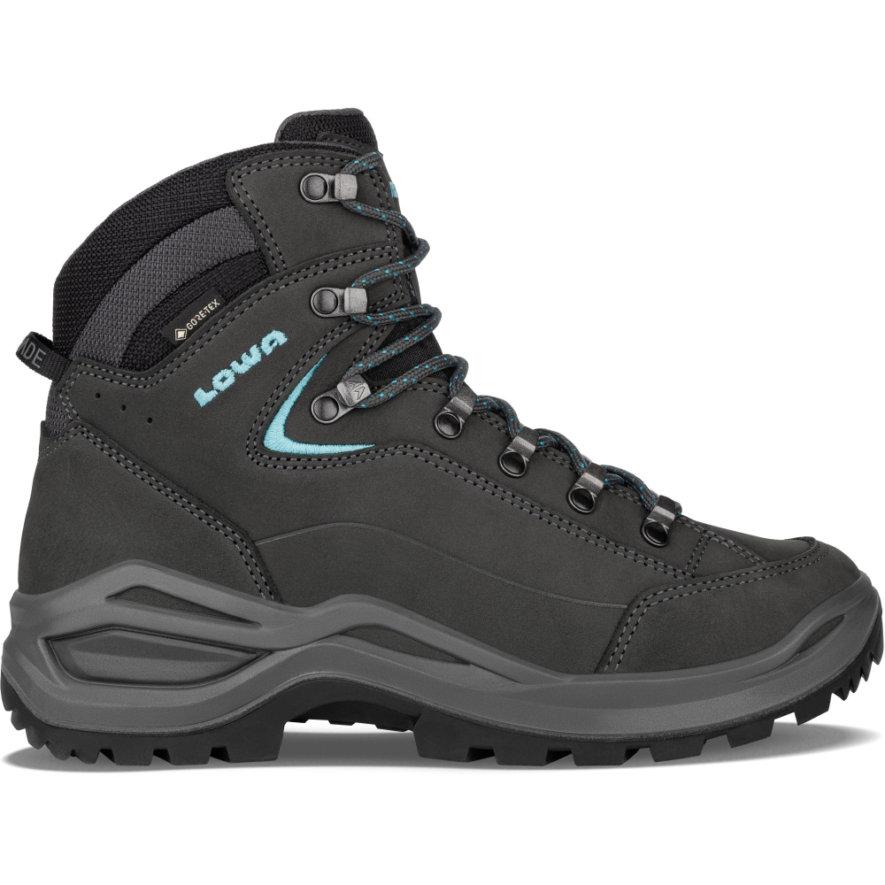 Lowa Renegade Evo GTX Mid Wide Women's Asphalt/Turqoise LM321917-9368 wandelschoenen dames online bestellen bij Kathmandu Outdoor & Travel