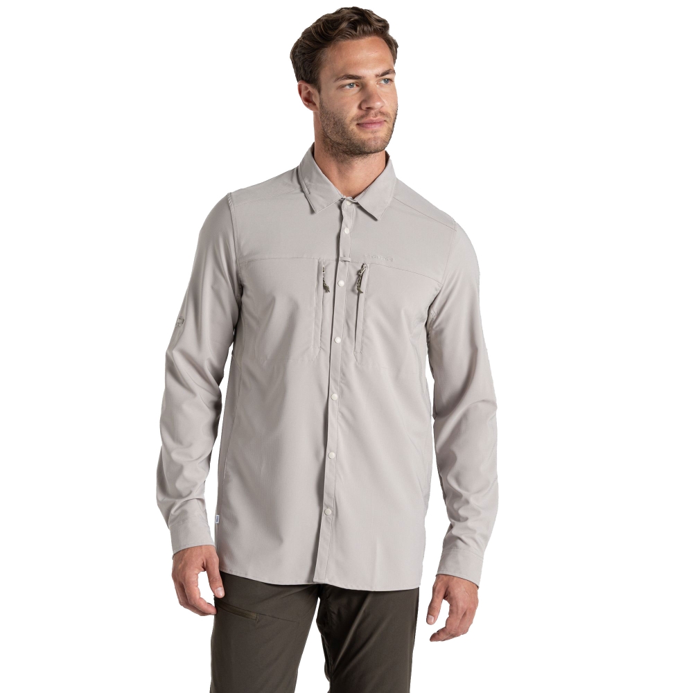 Craghoppers NosiLife Pro Long Sleeved Shirt V Parchment CMS706-222 shirts en tops online bestellen bij Kathmandu Outdoor & Travel