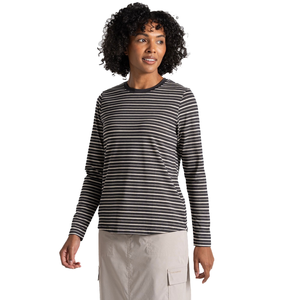 Craghoppers NosiLife Akona Long Sleeved Top Women's Charcoal Stripe CWT1368-153 shirts en tops online bestellen bij Kathmandu Outdoor & Travel