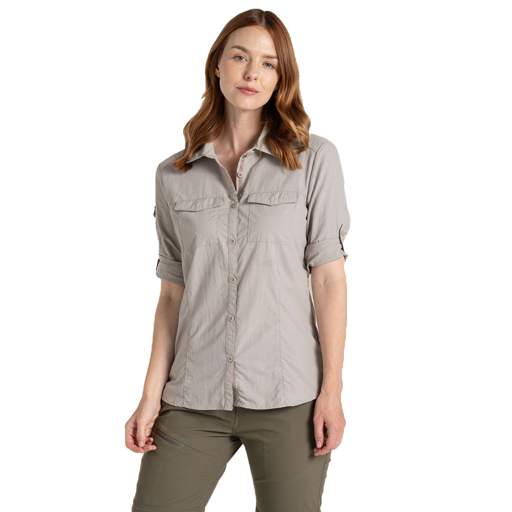 Craghoppers NosiLife Adventure Long Sleeved Shirt III Women's Soft Mushroom CWS534-KD7 shirts en tops online bestellen bij Kathmandu Outdoor & Travel