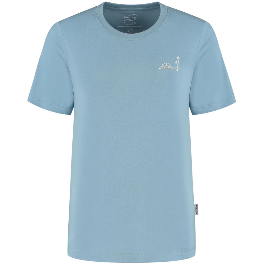 Blue Loop Originals Refibra Palmsurf Tshirt Women's Blue Shadow W-RPS014-25-B289 shirts en tops online bestellen bij Kathmandu Outdoor & Travel