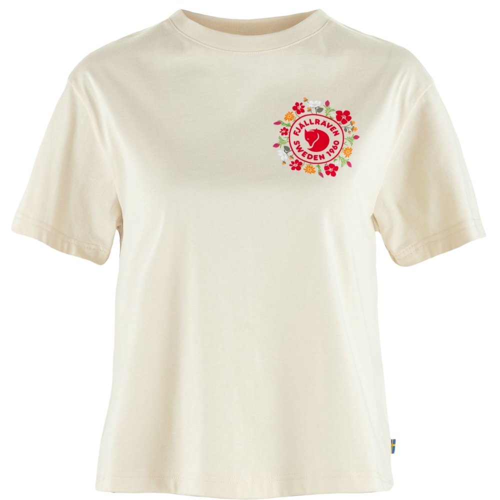 Fjällräven Fjällblomster Logo T-shirt Women's Chalk White F14600213-113 shirts en tops online bestellen bij Kathmandu Outdoor & Travel