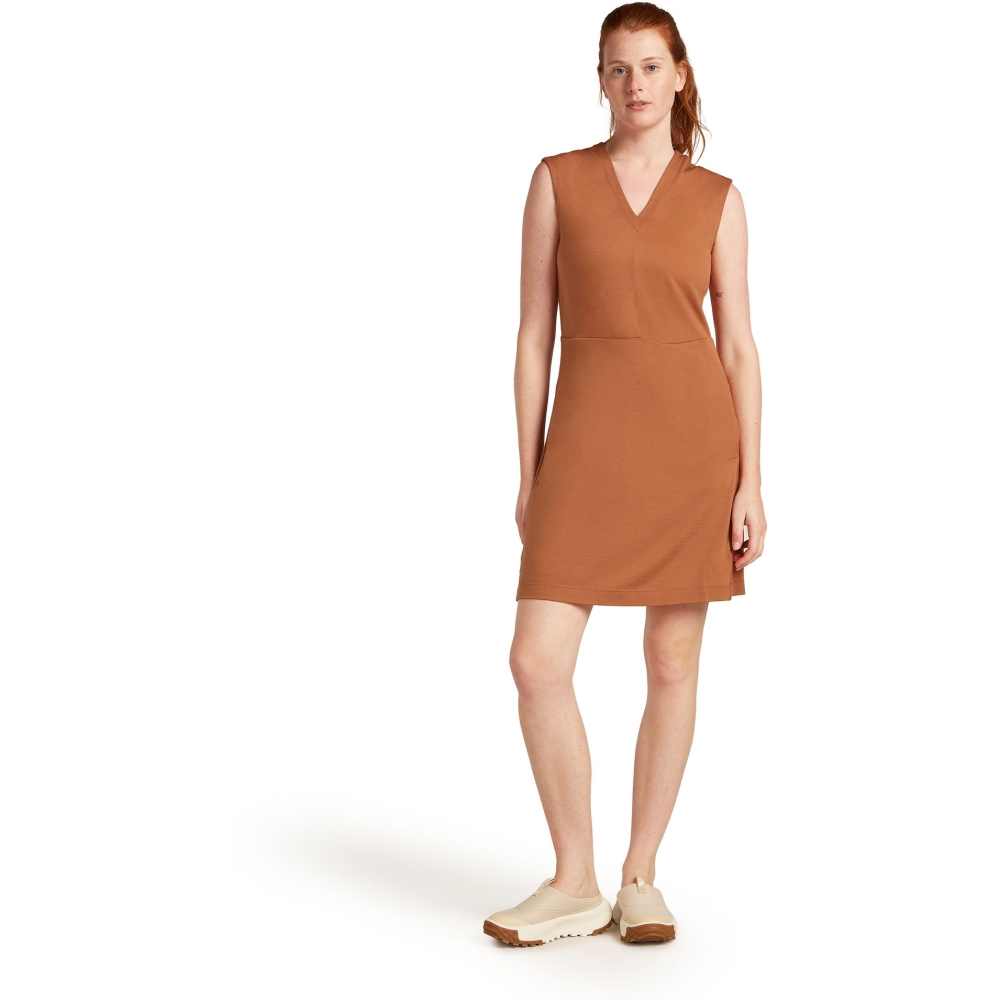 Icebreaker Mer 200 Granary Sleeveless V Neck Dres Women's Dusty Clay IB0A56XS-0B01 jurken en rokken online bestellen bij Kathmandu Outdoor & Travel