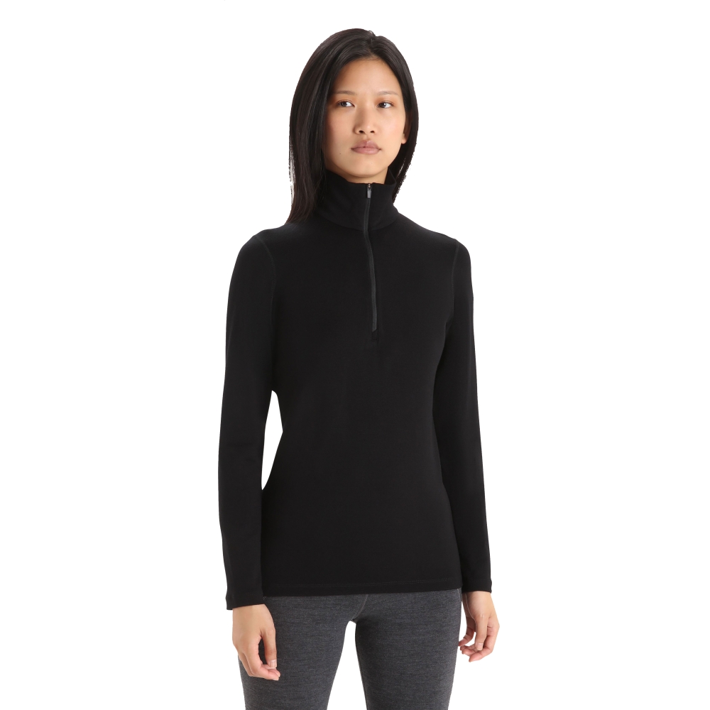 Icebreaker 200 Oasis LS Half Zip Women's Black IBB04380-0011 onderkleding/thermokleding online bestellen bij Kathmandu Outdoor & Travel
