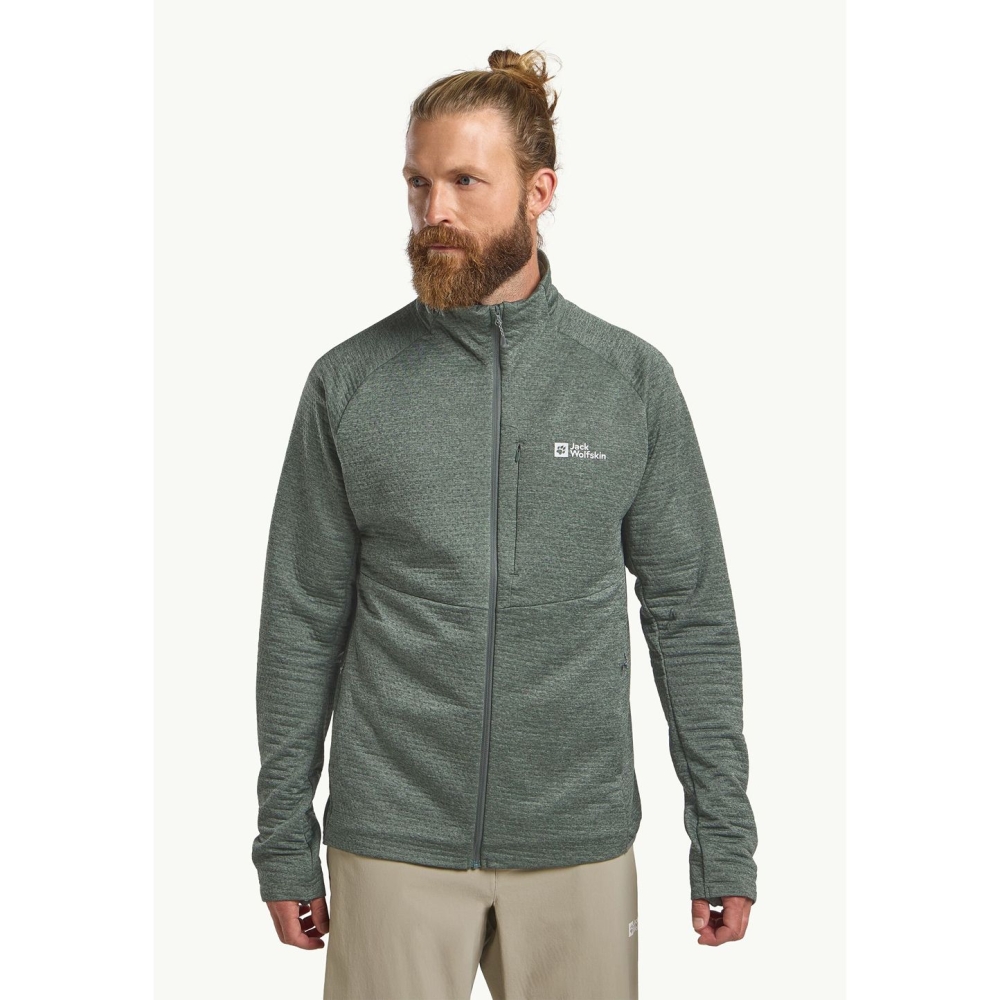 Jack Wolfskin Taiga Full Zip slate green A64200-4136 fleeces en truien online bestellen bij Kathmandu Outdoor & Travel