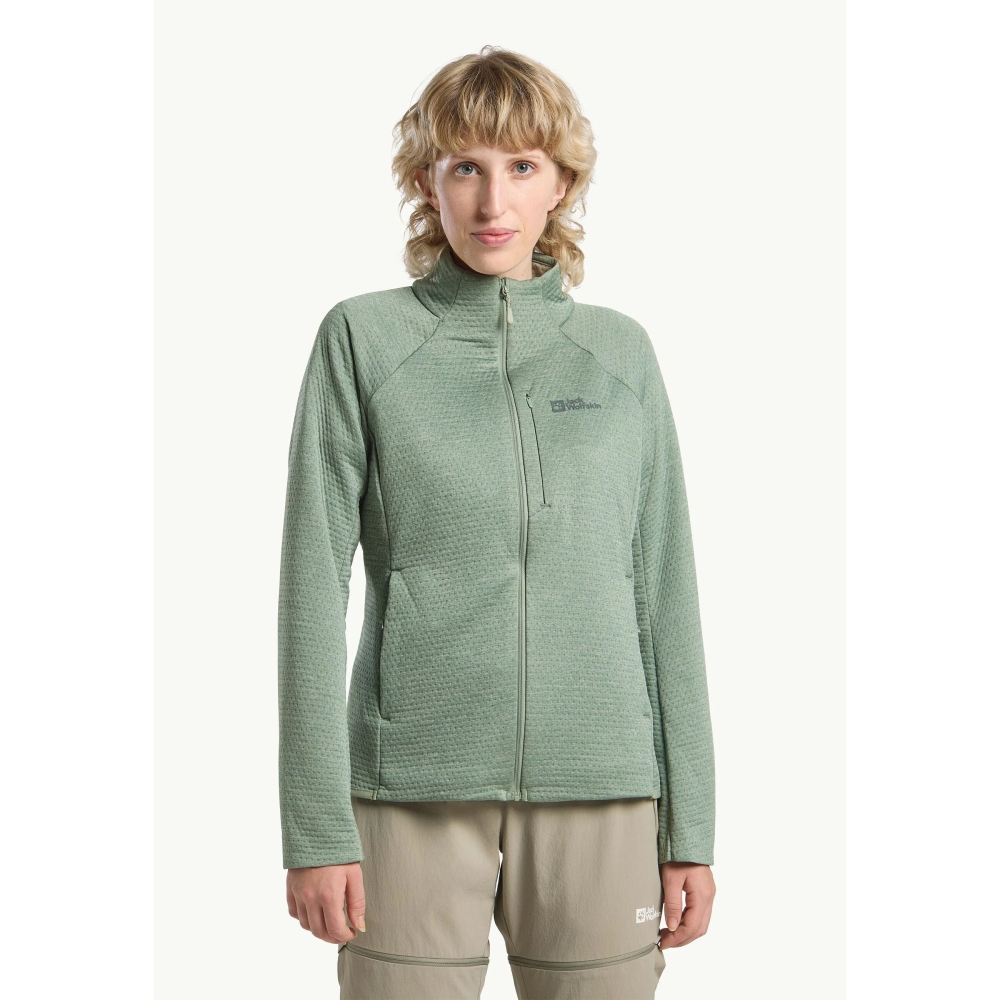 Jack Wolfskin Taiga Full Zip Women's eucalyptus A64201-4029 fleeces en truien online bestellen bij Kathmandu Outdoor & Travel