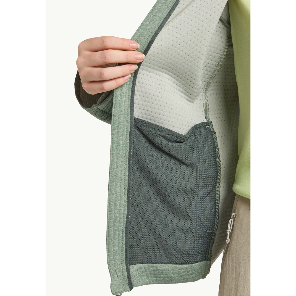 Jack Wolfskin Taiga Full Zip Women's eucalyptus A64201-4029 fleeces en truien online bestellen bij Kathmandu Outdoor & Travel