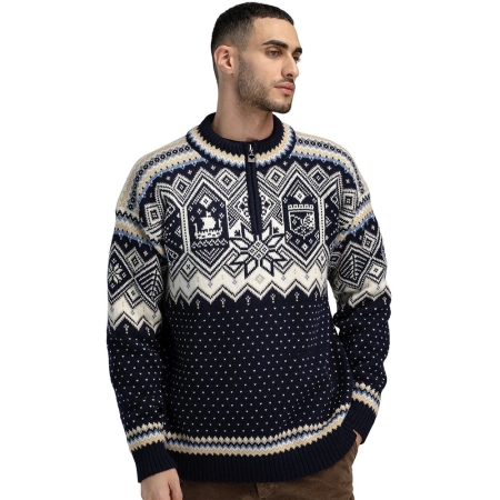 Dale  VM Trondheim Masc. Sweater Navy  Offwhite  Sandmel.
