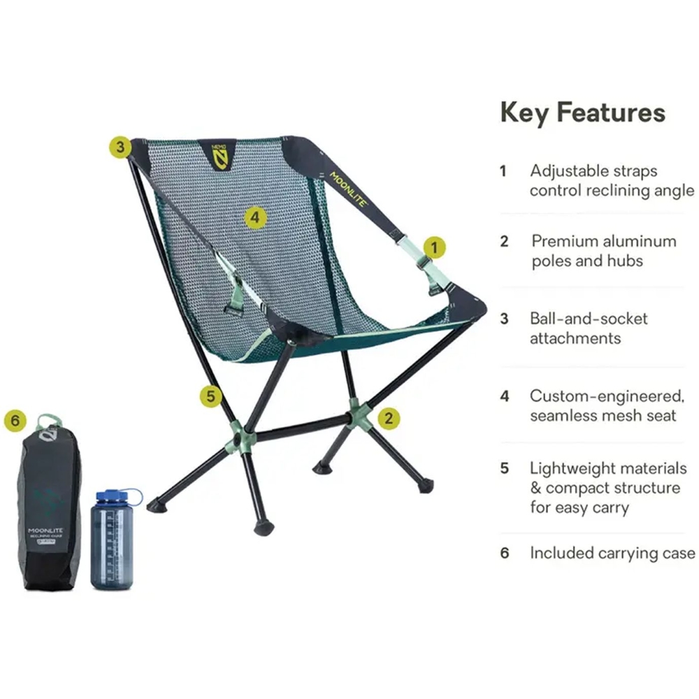 Nemo Moonlite Reclining Camp Chair Lagoon 8116.66036742 kampeermeubels online bestellen bij Kathmandu Outdoor & Travel