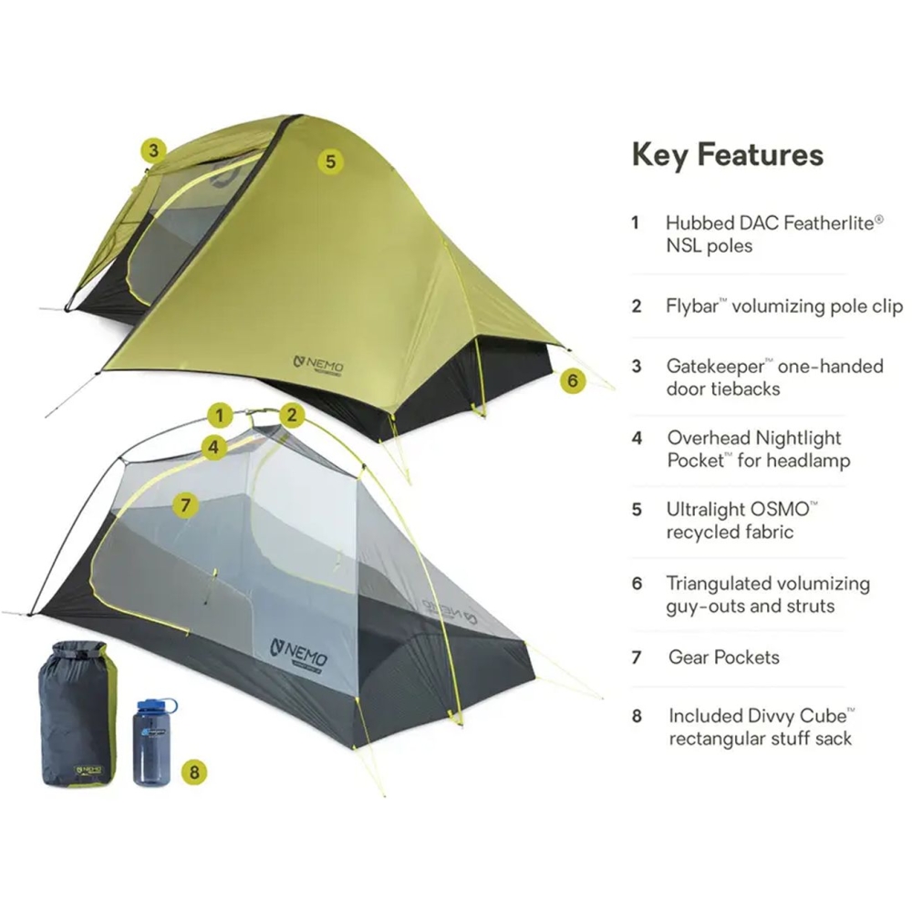 Nemo Hornet OSMO 2P 2025 Lichtgroen 8116.66036711 tenten online bestellen bij Kathmandu Outdoor & Travel