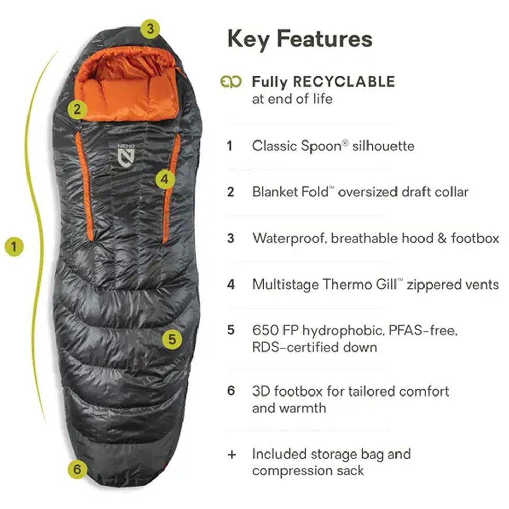 Nemo Disco Mens 30 Long Endless Promise Chimera 8116.66037244 slaapzakken online bestellen bij Kathmandu Outdoor & Travel