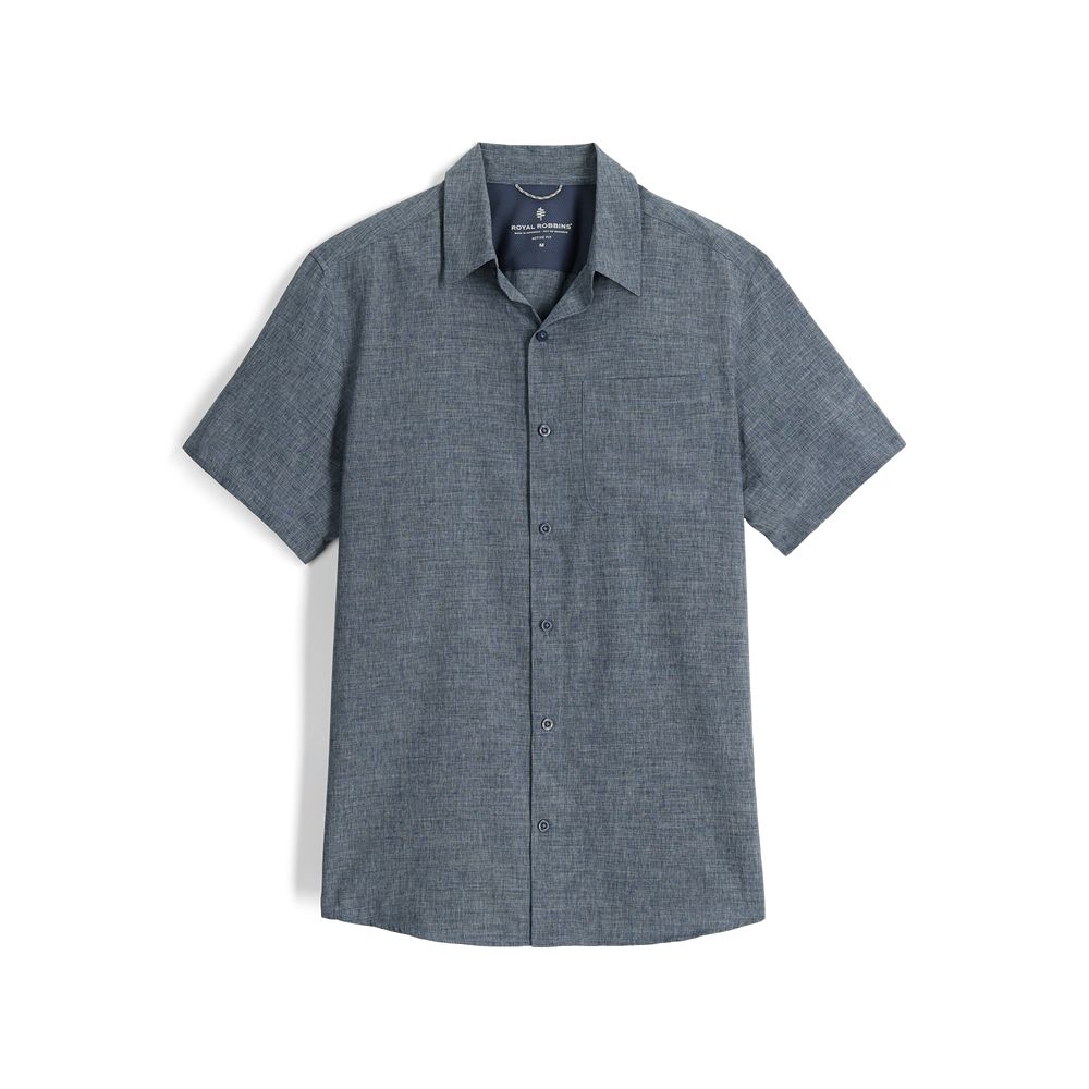 Royal Robbins Amp Lite II S/S Deep Blue HTR Y12600135-419 shirts en tops online bestellen bij Kathmandu Outdoor & Travel
