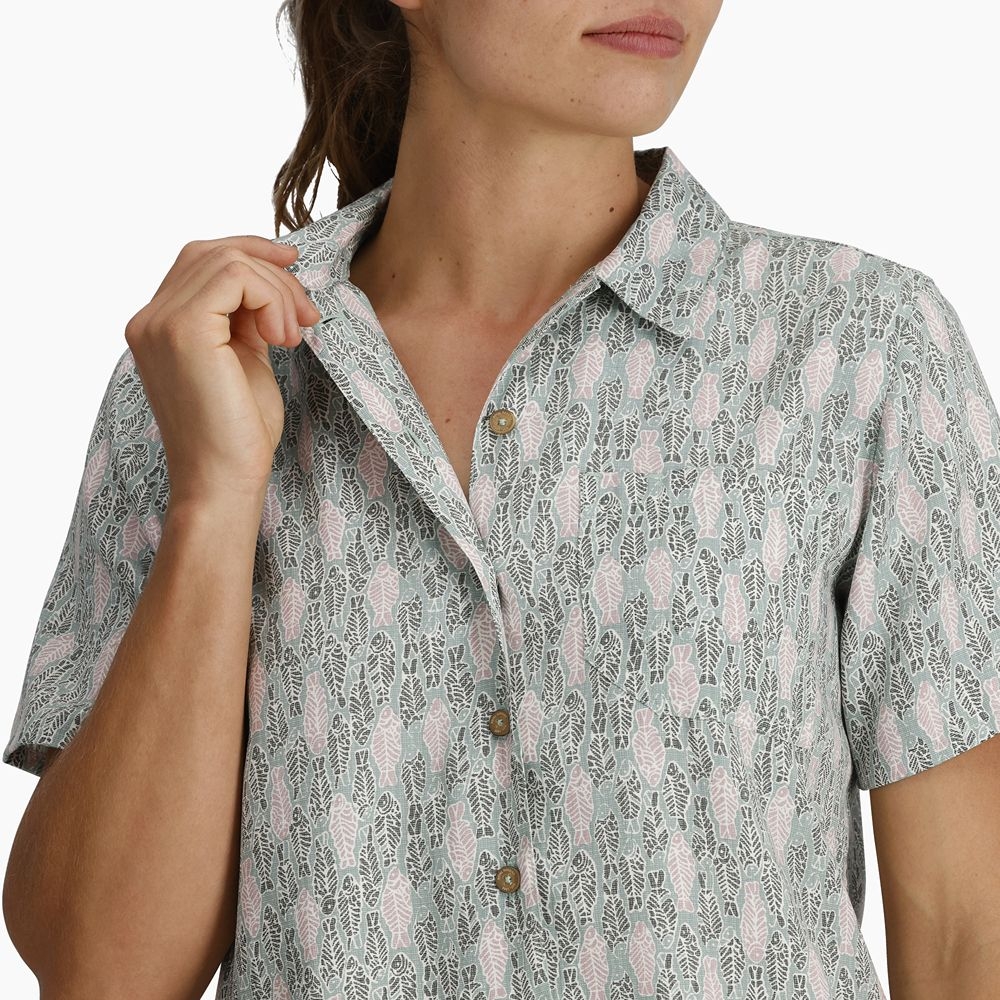Royal Robbins Camino Pucker S/S Women's Sage Leaf Fish Pt Y14600130-360 shirts en tops online bestellen bij Kathmandu Outdoor & Travel
