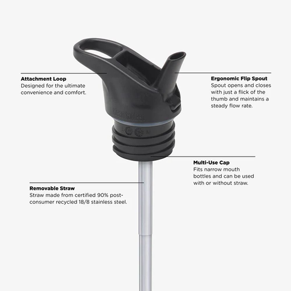 Klean Kanteen Drinkfles Classic Narrow met flip/sportdop, 532ml Black 1011187 drinkflessen en thermosflessen online bestellen bij Kathmandu Outdoor & Travel