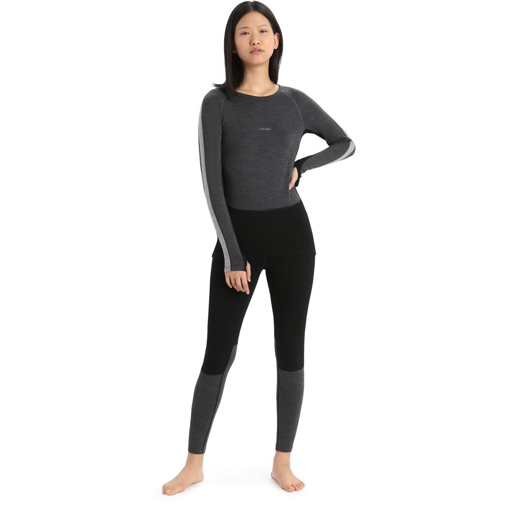 Icebreaker ZoneKnit 200 LS Crewe Women's Jet Hthr/Blk/Metro H/CB IB0A56HD-5851 onderkleding/thermokleding online bestellen bij Kathmandu Outdoor & Travel