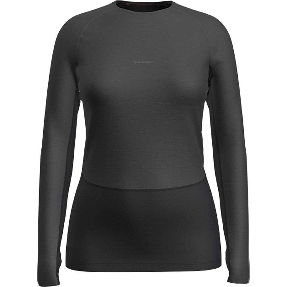 Icebreaker ZoneKnit 200 LS Crewe Women's Jet Hthr/Blk/Metro H/CB IB0A56HD-5851 onderkleding/thermokleding online bestellen bij Kathmandu Outdoor & Travel