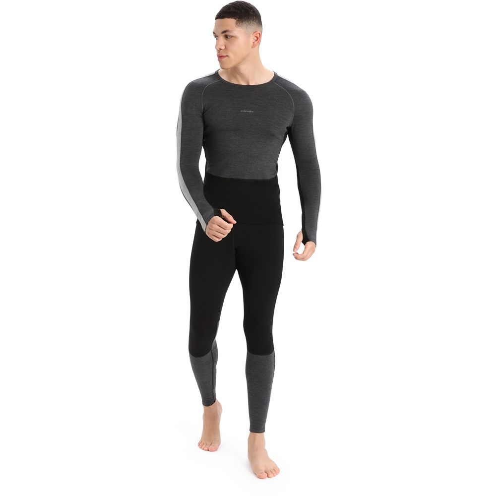 Icebreaker ZoneKnit 200 LS Crewe  Jet Hthr/Blk/Metro H/CB IB0A56HA-5851 onderkleding/thermokleding online bestellen bij Kathmandu Outdoor & Travel