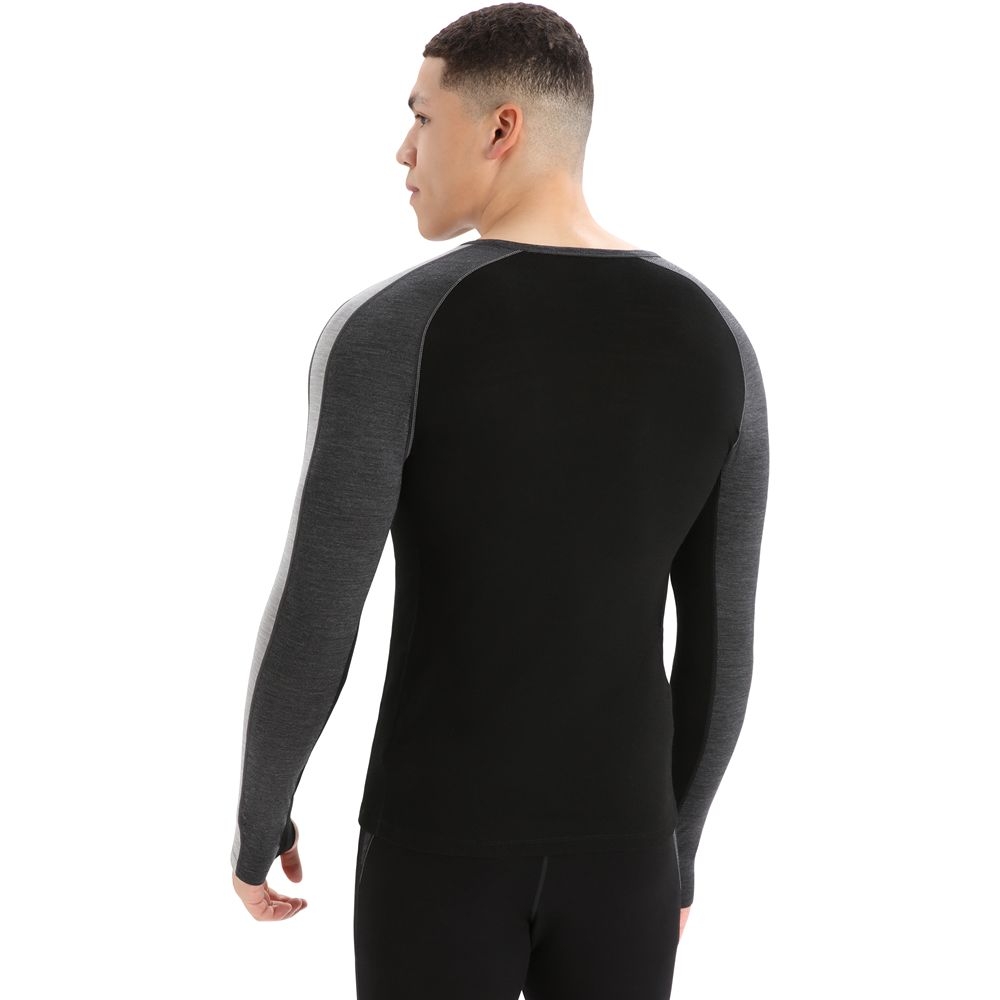 Icebreaker ZoneKnit 200 LS Crewe  Jet Hthr/Blk/Metro H/CB IB0A56HA-5851 onderkleding/thermokleding online bestellen bij Kathmandu Outdoor & Travel