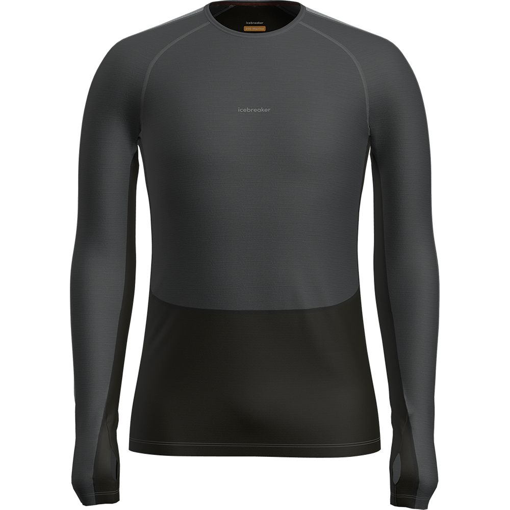 Icebreaker ZoneKnit 200 LS Crewe  Jet Hthr/Blk/Metro H/CB IB0A56HA-5851 onderkleding/thermokleding online bestellen bij Kathmandu Outdoor & Travel