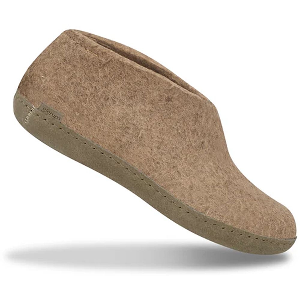 Glerups Shoe Leather Sand A-12-Sand pantoffels en huissokken online bestellen bij Kathmandu Outdoor & Travel