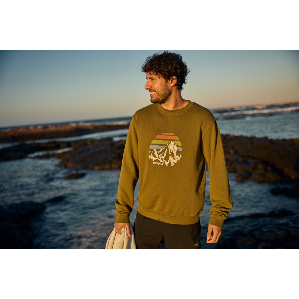 Sherpa Adventure Gear Pokhara Sunset Crew Moss SU50006-831 fleeces en truien online bestellen bij Kathmandu Outdoor & Travel