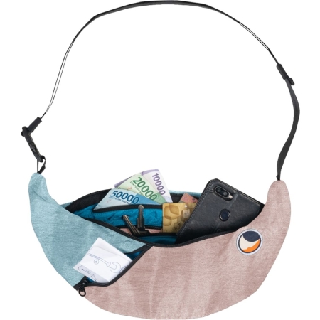 Ticket to the Moon  Upcycled Sling Bag Peach / Cloud