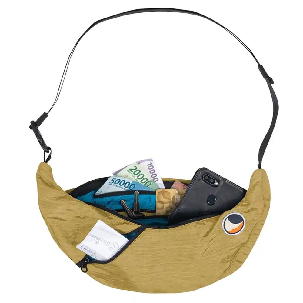 Ticket to the Moon Upcycled Sling Bag Premium Sparkling Gold TMSLBPR23 tassen online bestellen bij Kathmandu Outdoor & Travel