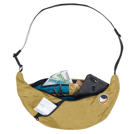 Ticket to the Moon  Upcycled Sling Bag Premium Sparkling Gold