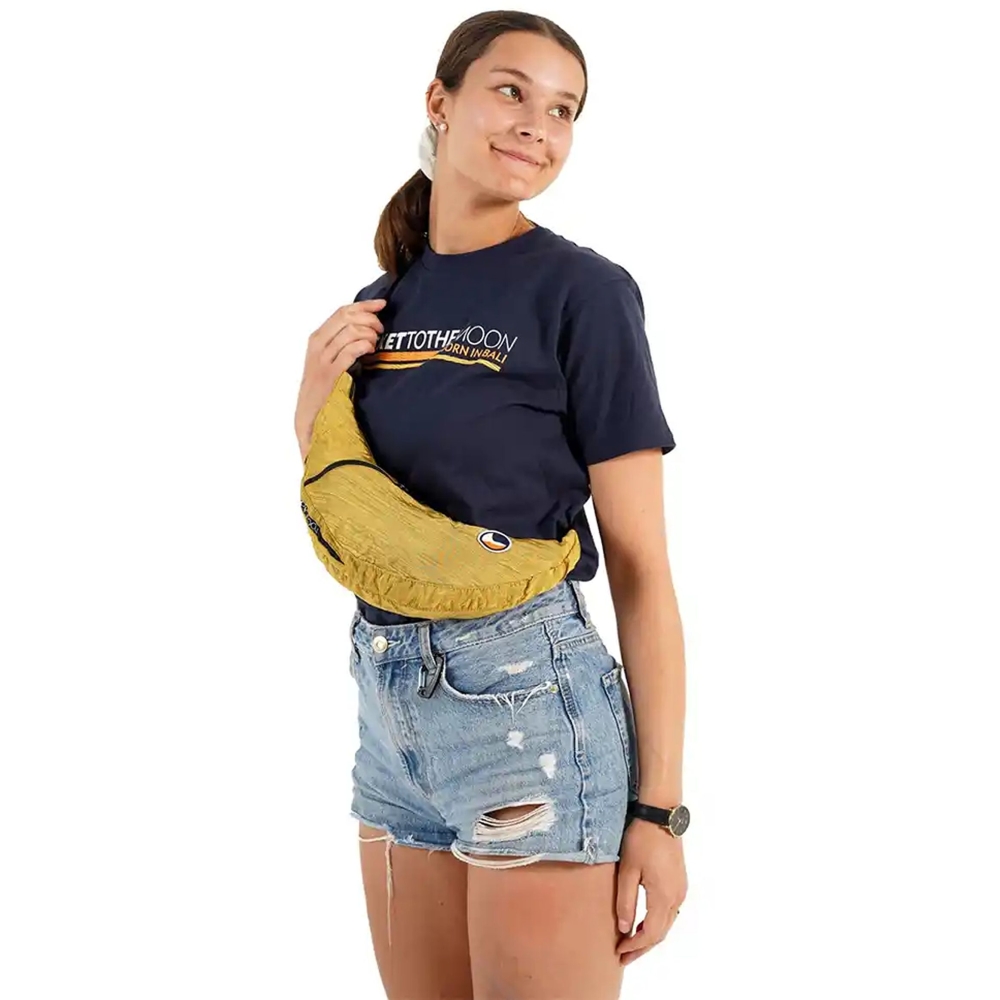 Ticket to the Moon Upcycled Sling Bag Premium Sparkling Gold TMSLBPR23 tassen online bestellen bij Kathmandu Outdoor & Travel