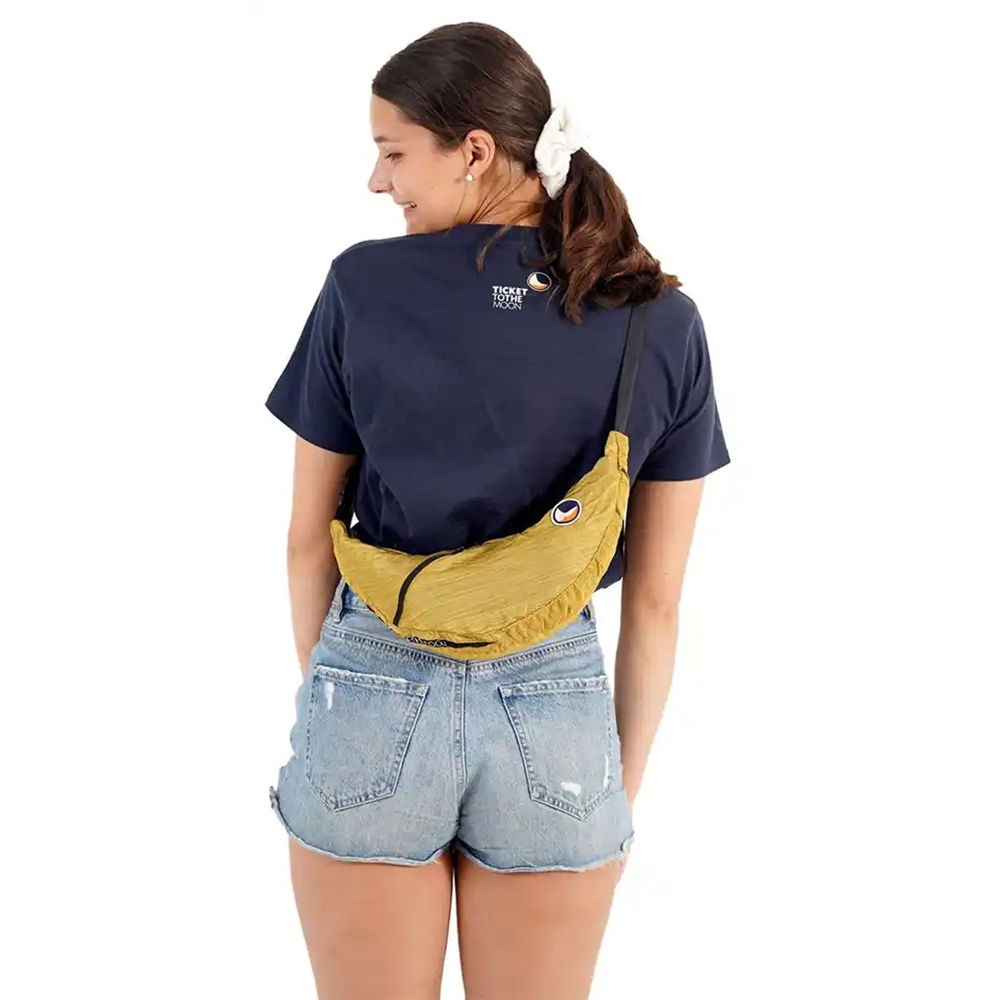 Ticket to the Moon Upcycled Sling Bag Premium Sparkling Gold TMSLBPR23 tassen online bestellen bij Kathmandu Outdoor & Travel