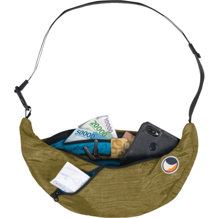 Ticket to the Moon  Upcycled Sling Bag Olive Brown