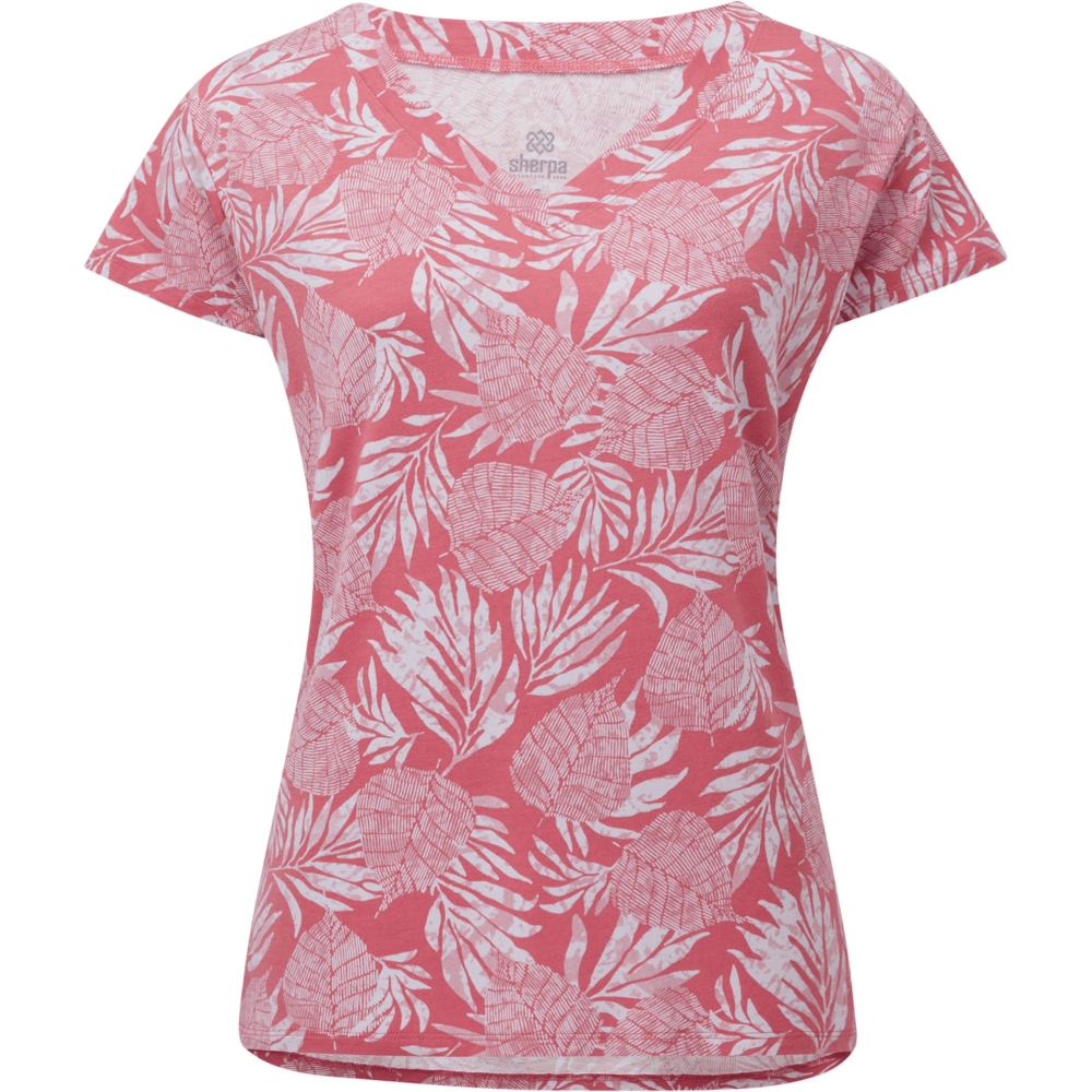 Sherpa Adventure Gear Neha V-Neck Tee Women's Rosie Bhodi Leaf SW21019-462 shirts en tops online bestellen bij Kathmandu Outdoor & Travel