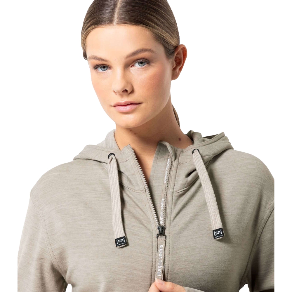 Super Natural Solution Hoodie Women's Vintage Khaki Melange SNW020890-289 fleeces en truien online bestellen bij Kathmandu Outdoor & Travel