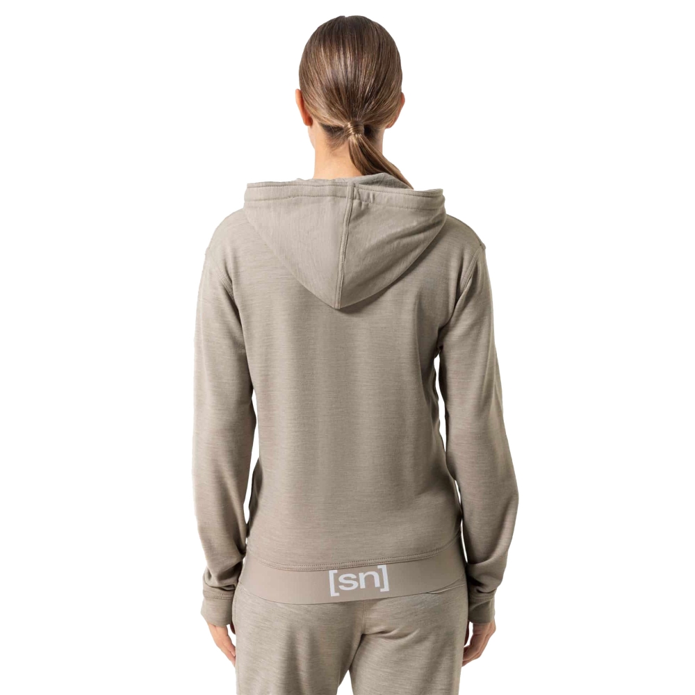 Super Natural Solution Hoodie Women's Vintage Khaki Melange SNW020890-289 fleeces en truien online bestellen bij Kathmandu Outdoor & Travel