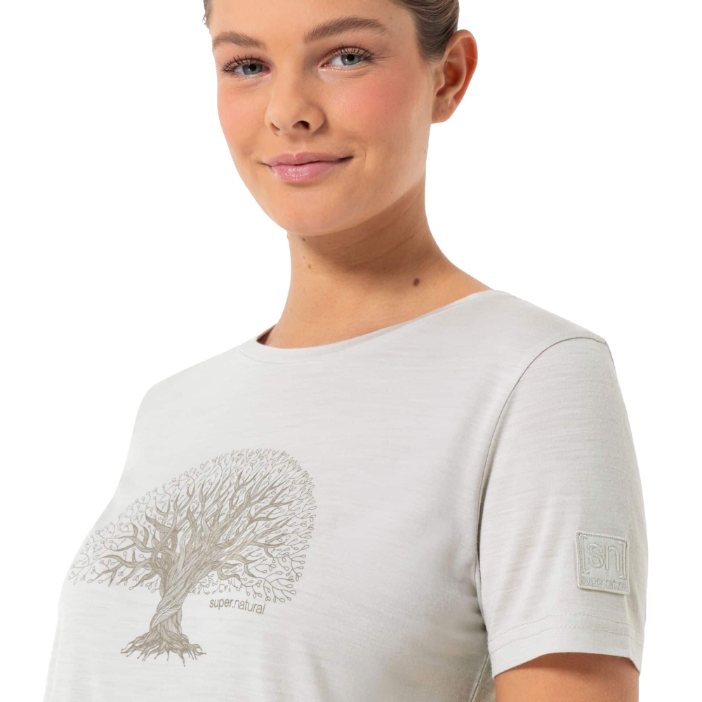 Super Natural Tree of Knowledge Bio j Tee Women's White Stone Melange/Vintage Kh SNWP03172-28F shirts en tops online bestellen bij Kathmandu Outdoor & Travel