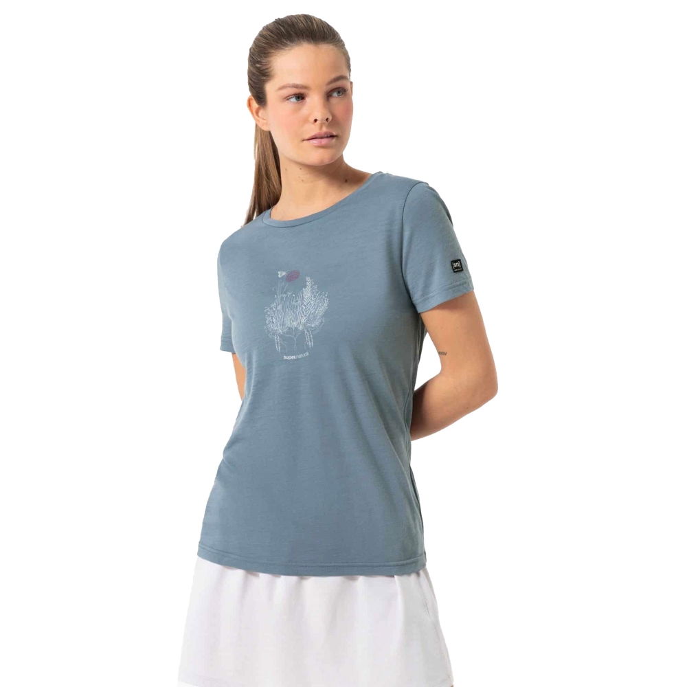 Super Natural Flowerhands Tee Women's Flint Stone/White Stone/Sangri SNWP03134-27E shirts en tops online bestellen bij Kathmandu Outdoor & Travel