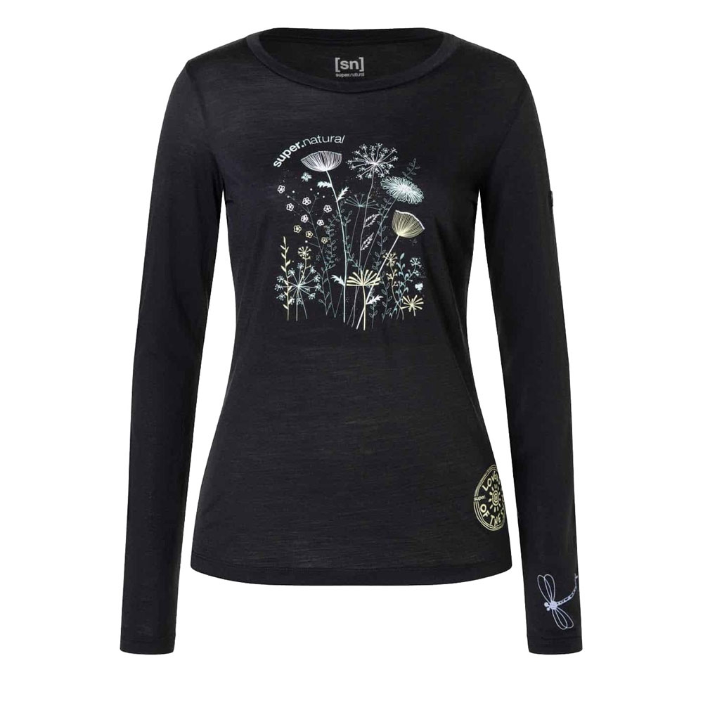 Super Natural Hodgepodge LS Women's Jet Black/Various SNWP04077-X48 shirts en tops online bestellen bij Kathmandu Outdoor & Travel
