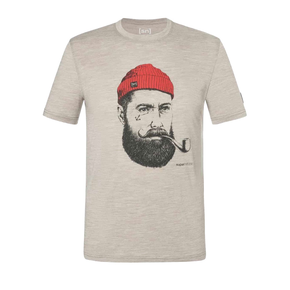 Super Natural Sailor Tee Vintage Khaki Melange/Black In SNMP01120-38F shirts en tops online bestellen bij Kathmandu Outdoor & Travel