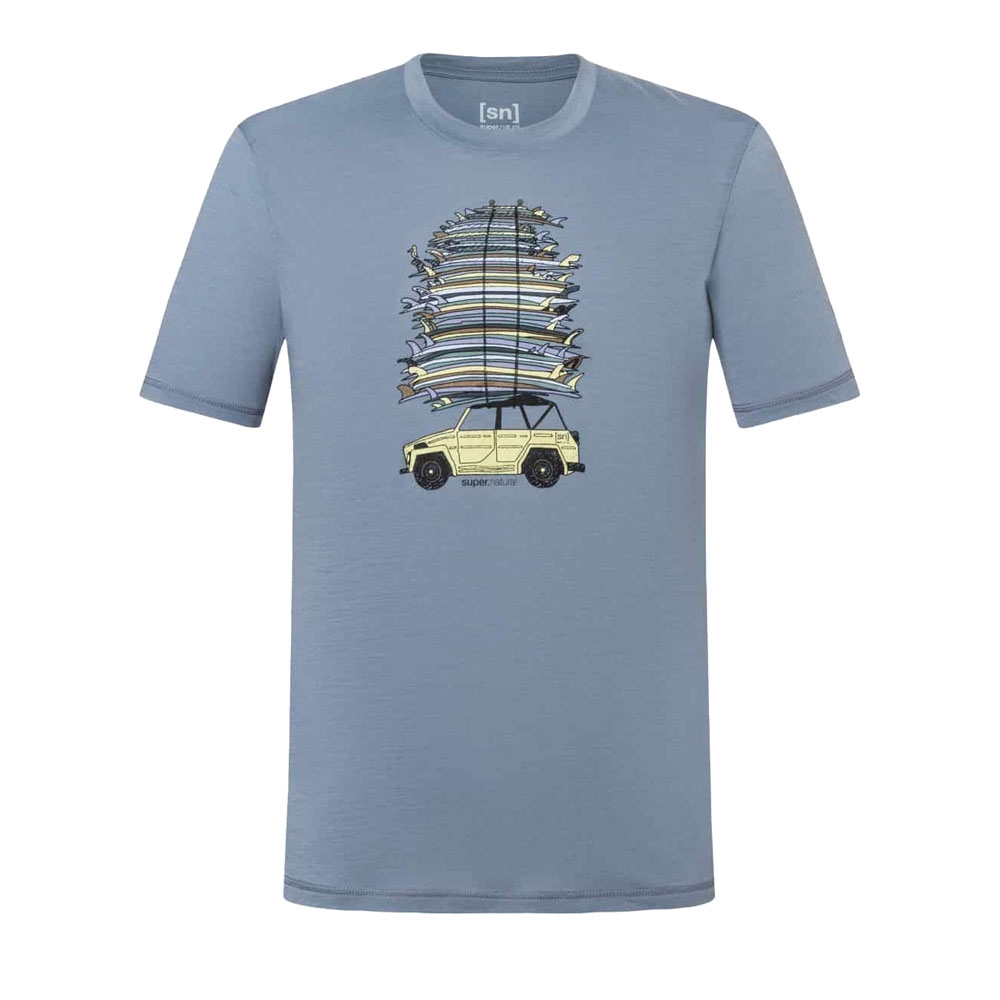 Super Natural Surf Trip Tee Flint Stone/Various SNMP01196-23E shirts en tops online bestellen bij Kathmandu Outdoor & Travel