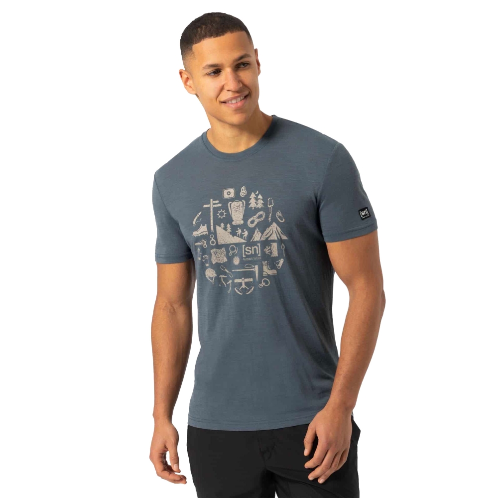 Super Natural Well Equipped Tee Turbulence Blue/Vintage Khaki  SNMP01143-24E shirts en tops online bestellen bij Kathmandu Outdoor & Travel