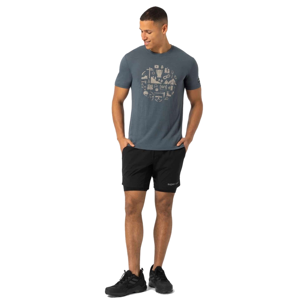 Super Natural Well Equipped Tee Turbulence Blue/Vintage Khaki  SNMP01143-24E shirts en tops online bestellen bij Kathmandu Outdoor & Travel