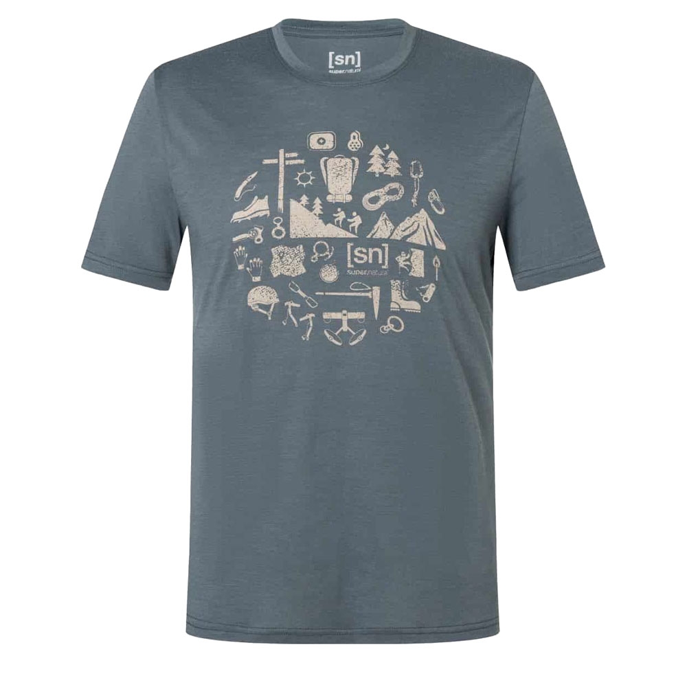 Super Natural Well Equipped Tee Turbulence Blue/Vintage Khaki  SNMP01143-24E shirts en tops online bestellen bij Kathmandu Outdoor & Travel
